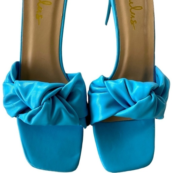 New Lulu’s Lunko Blue Woven Sandals Slides - Picture 11 of 13